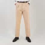 Pantalon homme haut de gamme beige pour cuisses larges - Fostoni